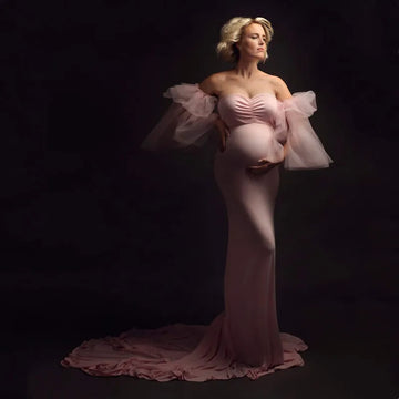 MQTIME  -  Elegant Pink Woman Maternity Photography Dresses For Pregnant Women Party Wedding Evening Gown Pregnancy Photo Shooting Dress